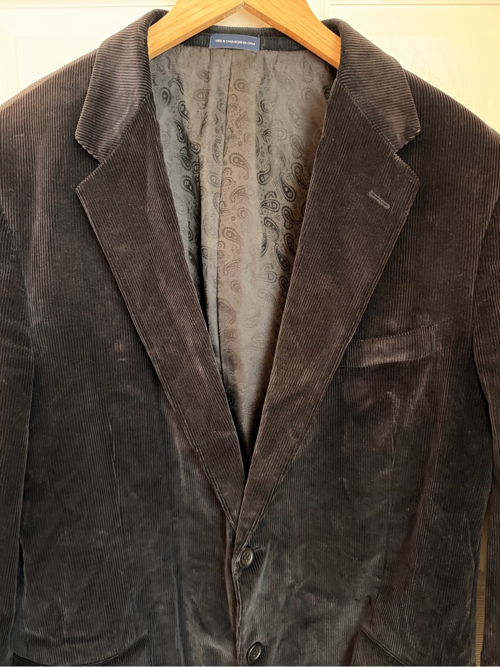 Stafford Men's Classic Fit Sport Coat Jacket, 44L Black Cotton Corduroy EUC - Picture 4 of 13